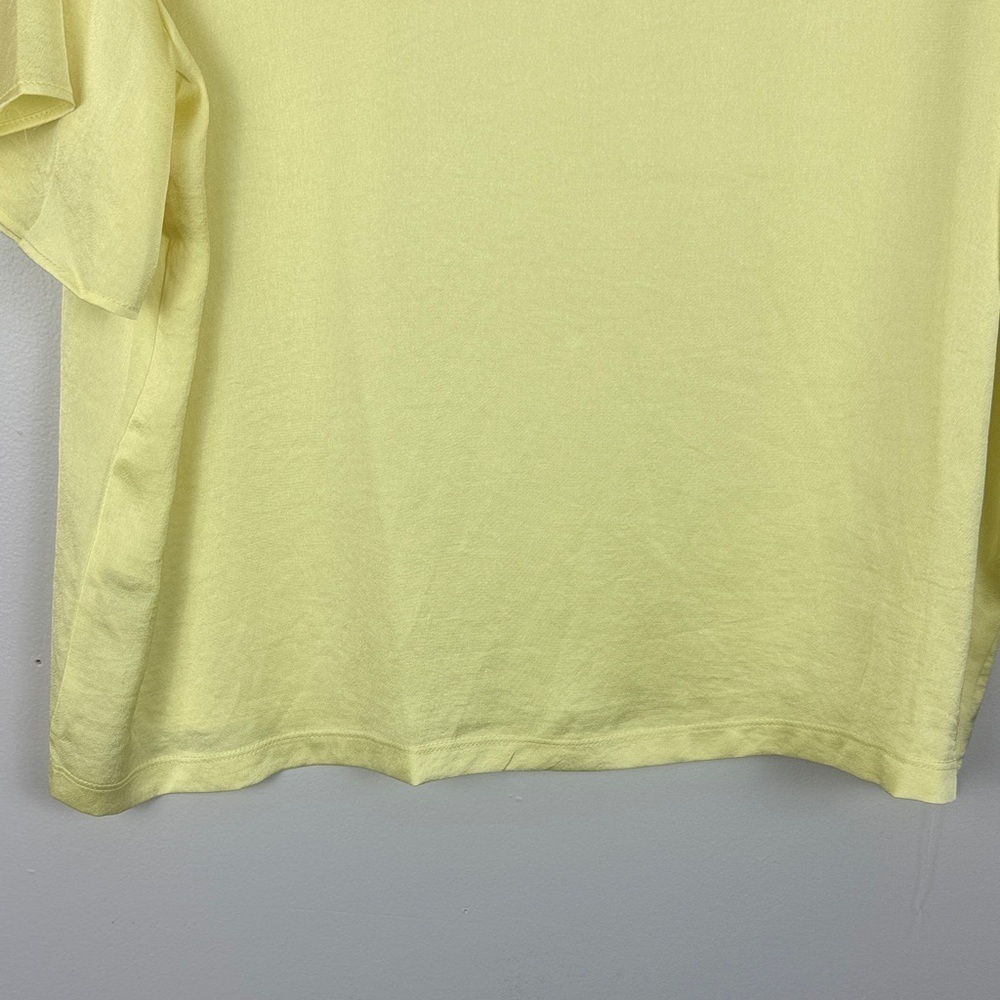 Mango Light Yellow Casual Chic Round Neck Tie Back Short Sleeve Top Size 12 - Picture 6 of 9